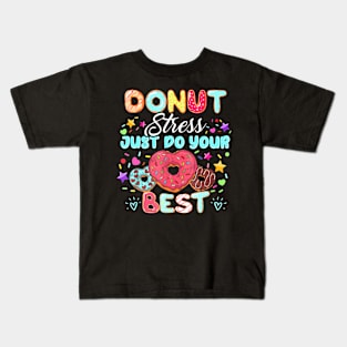 Testing Day Teacher Donut Stress Kids T-Shirt